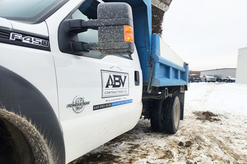 Hydrojetting Truck Door Closeup ABV Contractors