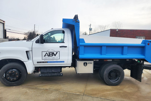 Sewer Line Repair Left Side View Truck ABV Contractors